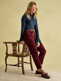 Kate Navy Sparkle Long Sleeve Frilled Neck Top<Joules Clearance