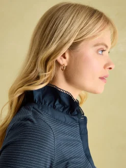 Kate Navy Sparkle Long Sleeve Frilled Neck Top<Joules Clearance