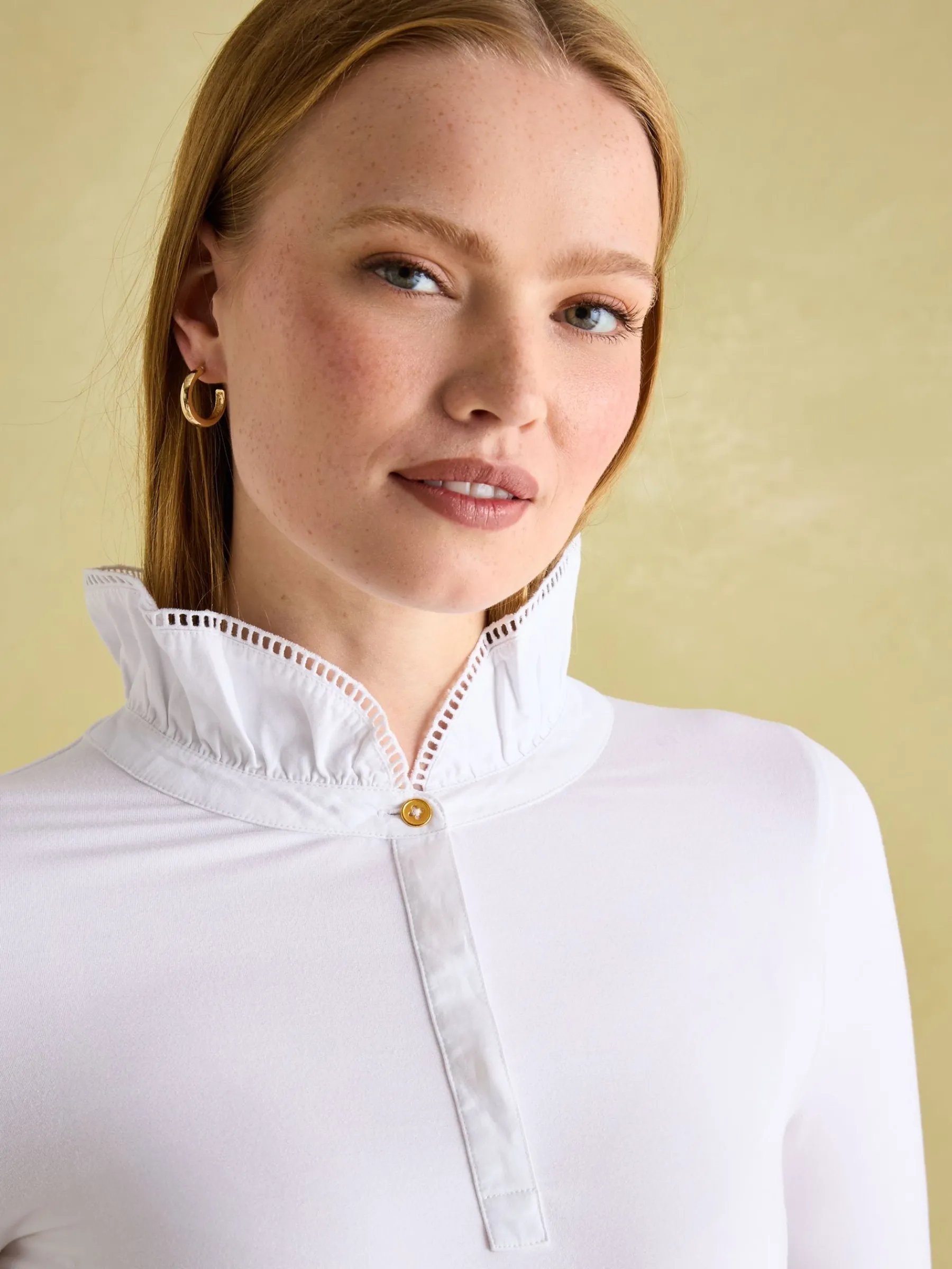 Kate Long Sleeve Frilled Neck Top<Joules Discount