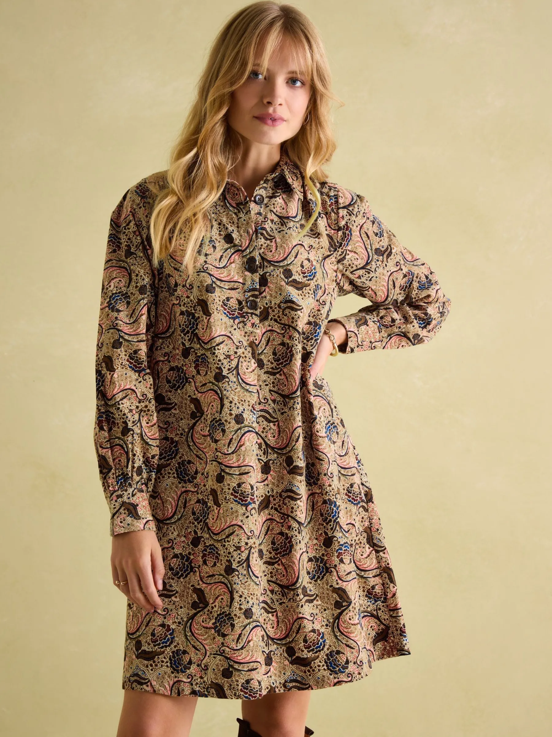 Maple Floral Paisley Corduroy Shirt Dress<Joules Sale