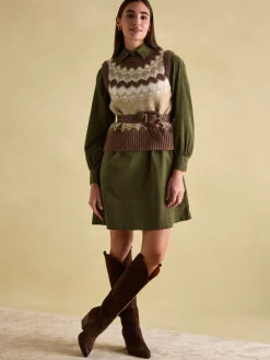 Maple Khaki Green Corduroy Shirt Dress<Joules Sale