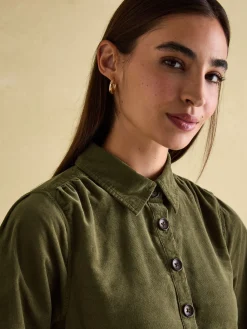 Maple Khaki Green Corduroy Shirt Dress<Joules Sale