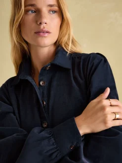 Maple Navy Blue Corduroy Shirt Dress<Joules Hot