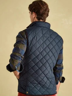 Maynard Navy Blue Diamond Quilted Gilet<Joules Clearance