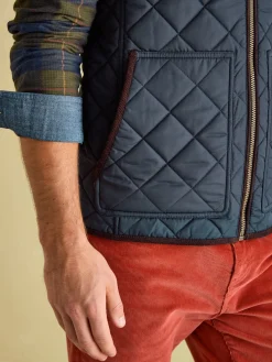 Maynard Navy Blue Diamond Quilted Gilet<Joules Clearance