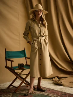 Meredith Tan Brown Midi Shirt Dress<Joules Discount