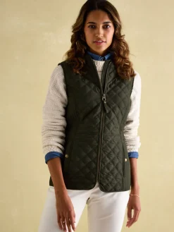 Minx Khaki Green Showerproof Diamond Quilted Gilet<Joules Outlet