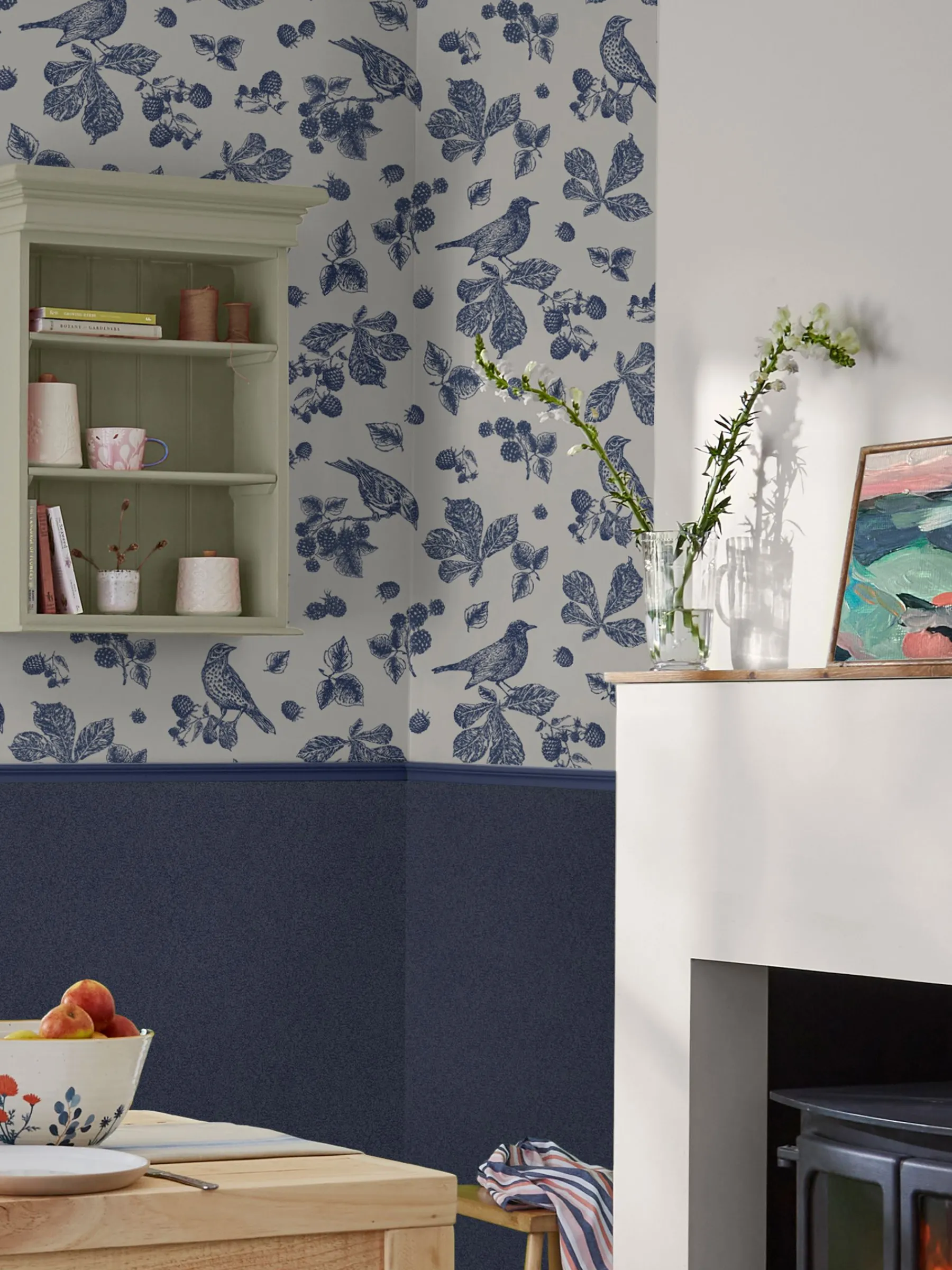 Navy Blue Plain 10M Wallpaper<Joules Hot