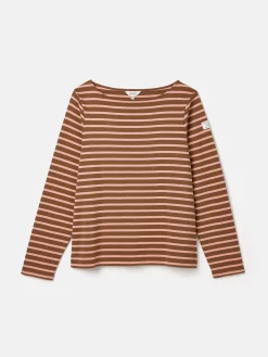 New Harbour Chocolate Brown pink Boat Neck Breton Top<Joules Sale