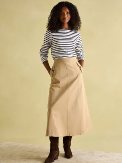 New Harbour Cream & Navy Striped Boat Neck Breton Top<Joules Online