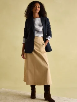 New Harbour Cream & Navy Striped Boat Neck Breton Top<Joules Online