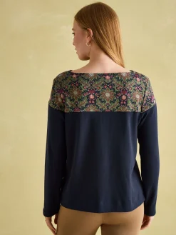 New Harbour Navy Damask Boat Neck Breton Top<Joules Clearance