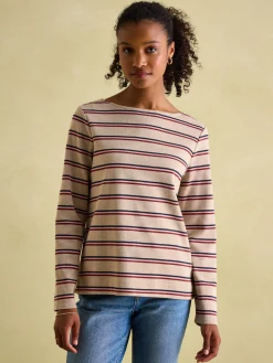 New Harbour Oat multi Boat Neck Breton Top<Joules