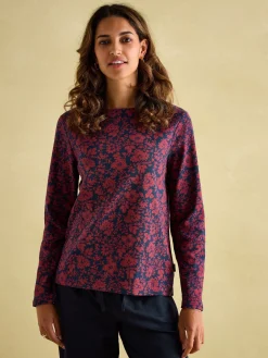 New Harbour Red Floral Boat Neck Breton Top<Joules Clearance