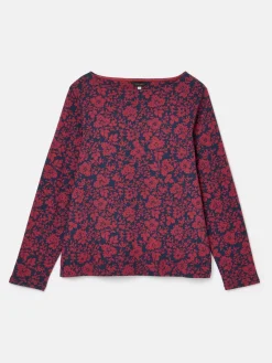 New Harbour Red Floral Boat Neck Breton Top<Joules Clearance
