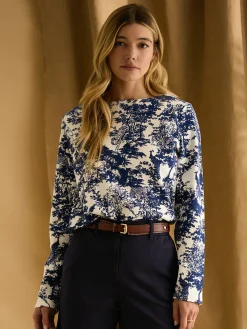 New Harbour Safari Blue Boat Neck Breton Top<Joules