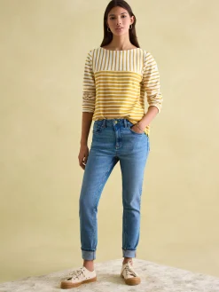 New Harbour Yellow/ Cream Boat Neck Breton Top<Joules Best