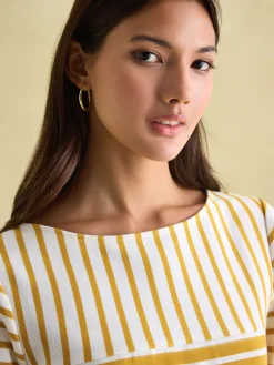 New Harbour Yellow/ Cream Boat Neck Breton Top<Joules Best
