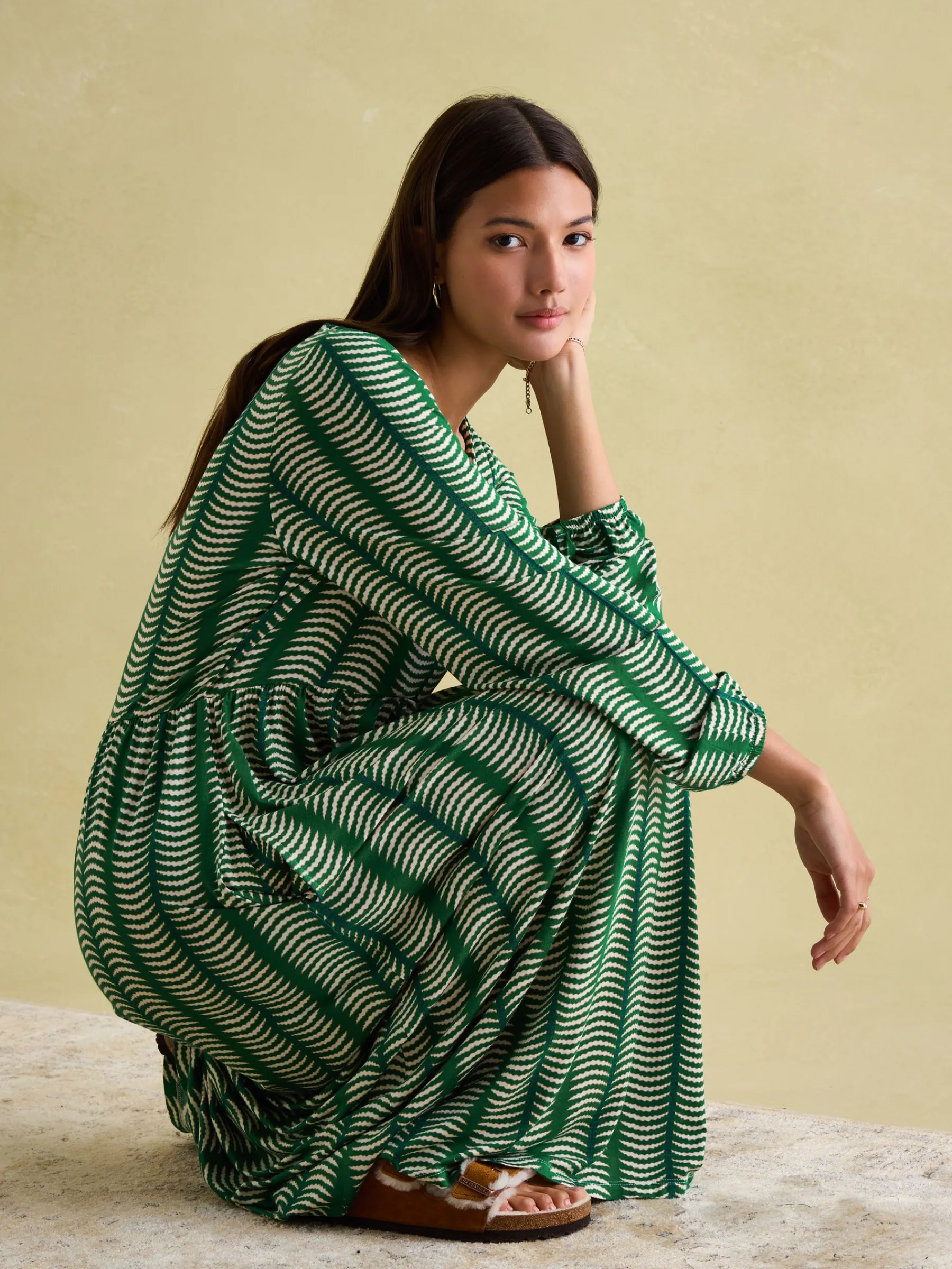 Nia Long Sleeve Midaxi Dress<Joules Hot