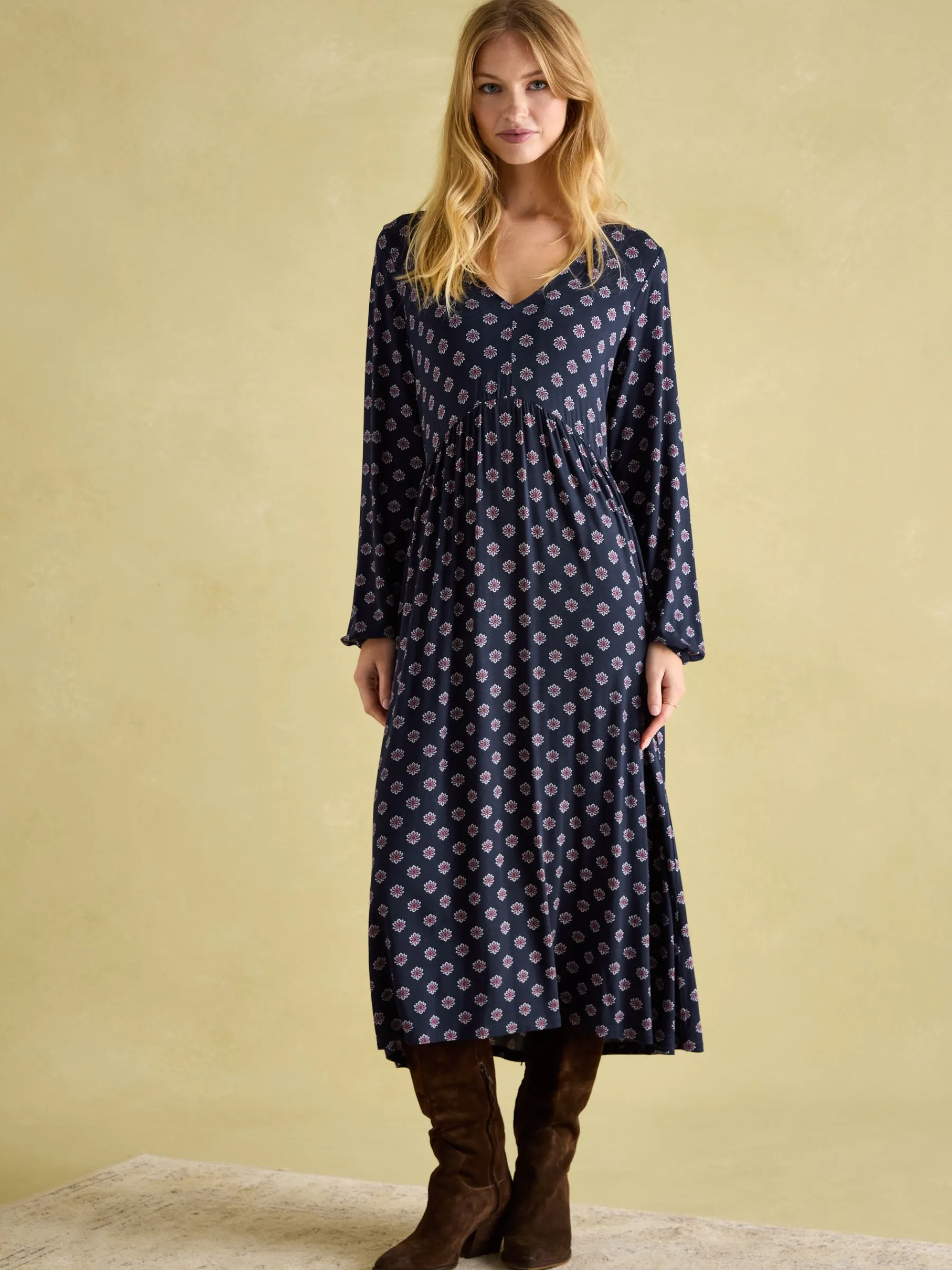 Nia Long Sleeve Midaxi Dress<Joules Outlet