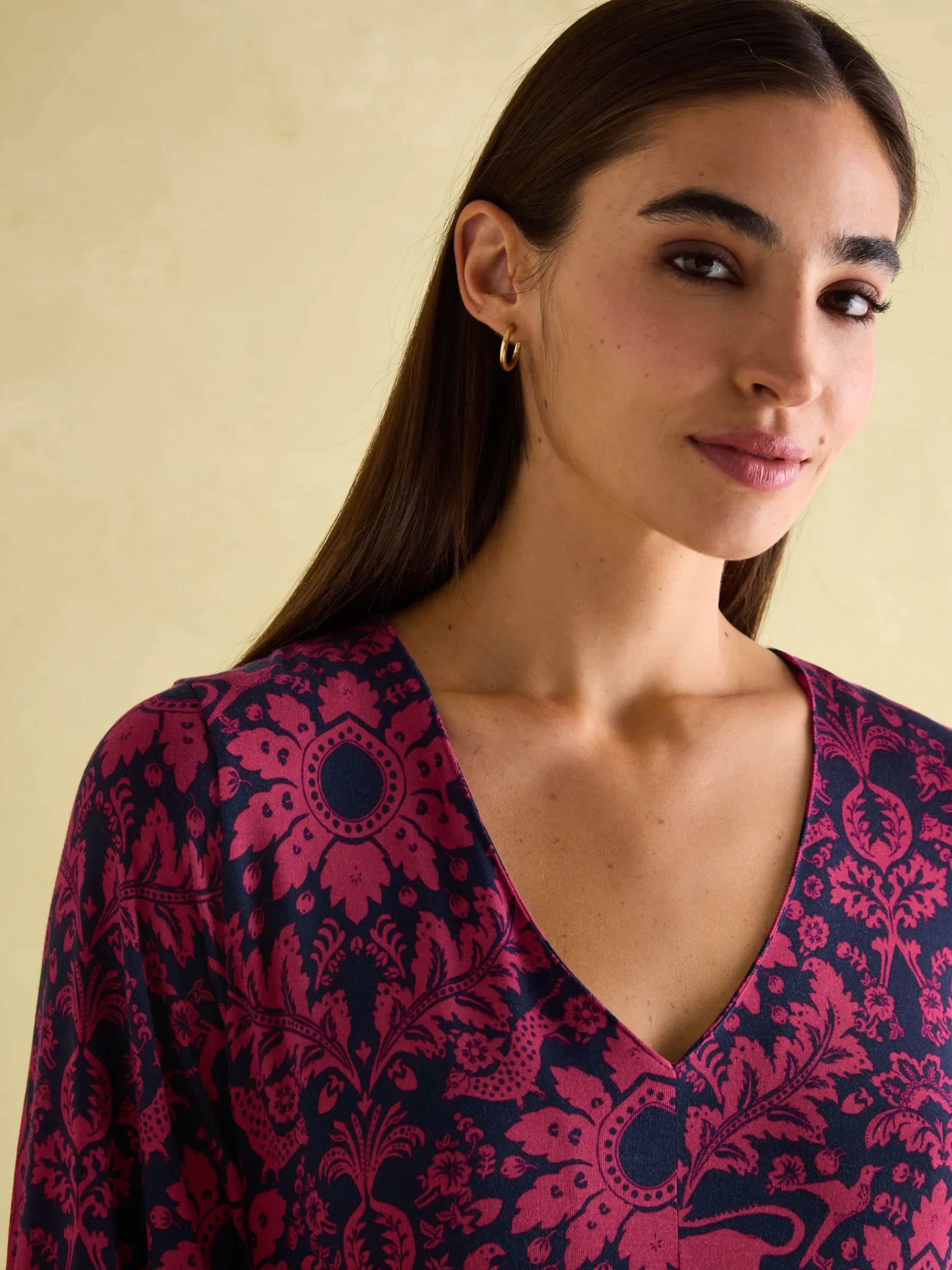 Nia Red & Navy Long Sleeve Midaxi Dress<Joules Sale