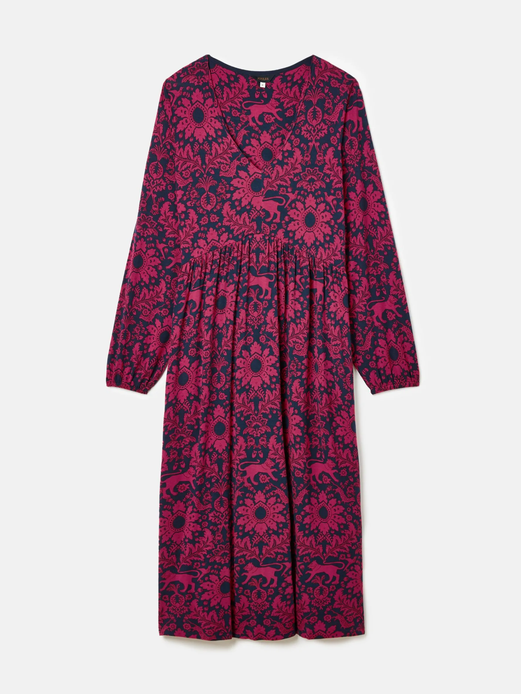 Nia Red & Navy Long Sleeve Midaxi Dress<Joules Sale
