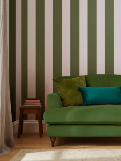 Olive Green Harborough Stripe 10M Wallpaper<Joules Outlet