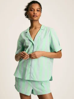 Olivia Blue & Green Striped Pyjama Set<Joules Discount
