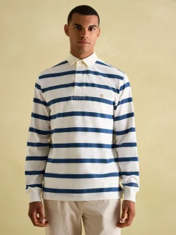 Onside Cream & Blue Striped Rugby Shirt<Joules Hot