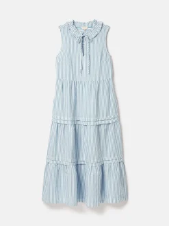 Ophelia Blue & White Sleeveless Tiered Dress<Joules New