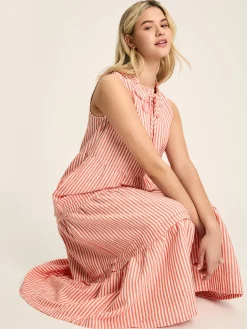 Ophelia Red & White Sleeveless Tiered Dress<Joules