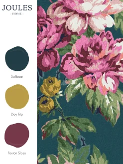 Peacock Blue Invite Floral 10M Wallpaper<Joules Online
