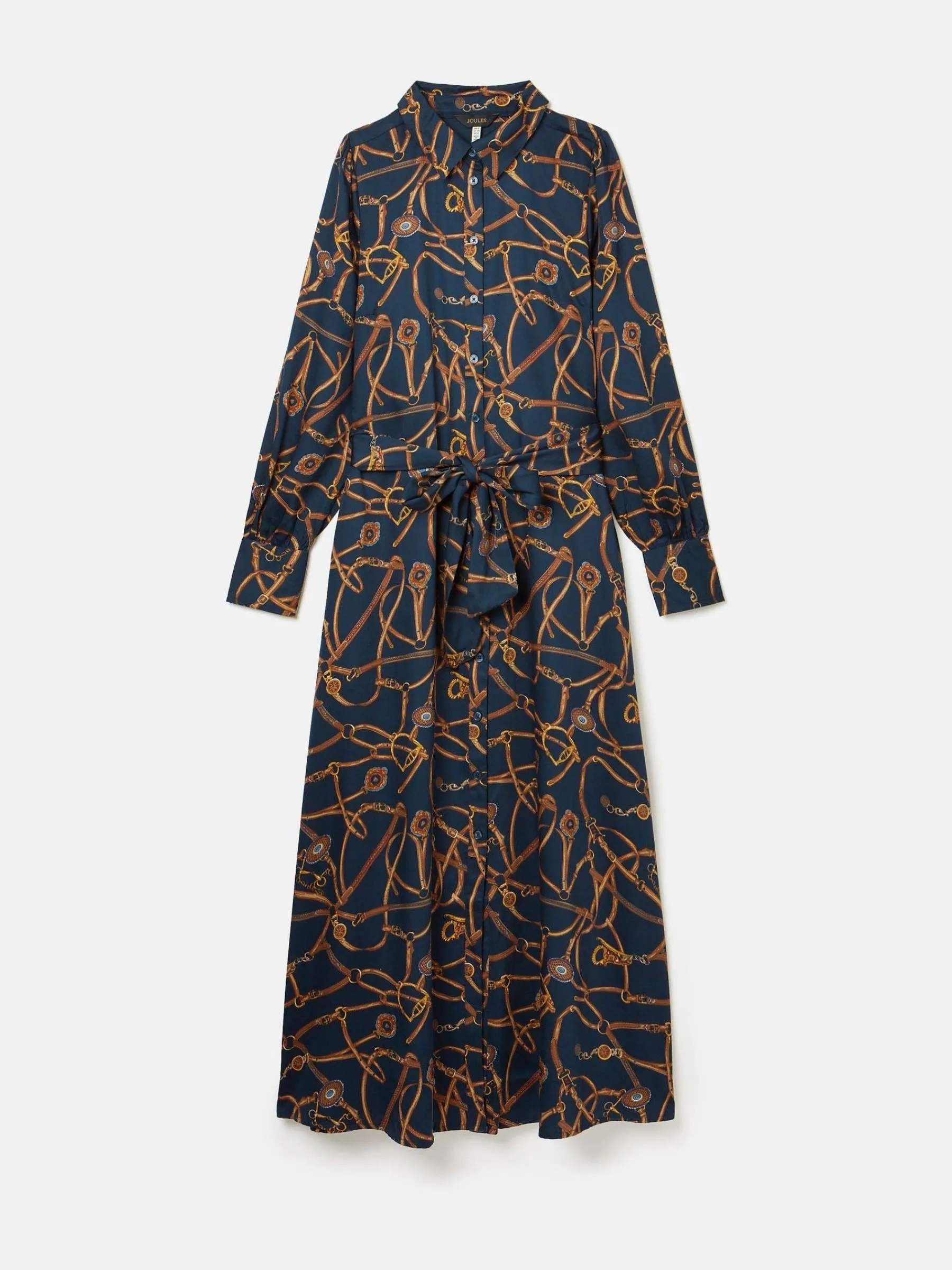Penelope Navy Bridle Print Satin Shirt Dress<Joules New