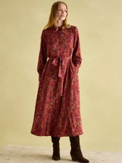 Penelope Red Bridle Print Satin Shirt Dress<Joules New