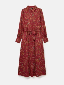 Penelope Red Bridle Print Satin Shirt Dress<Joules New