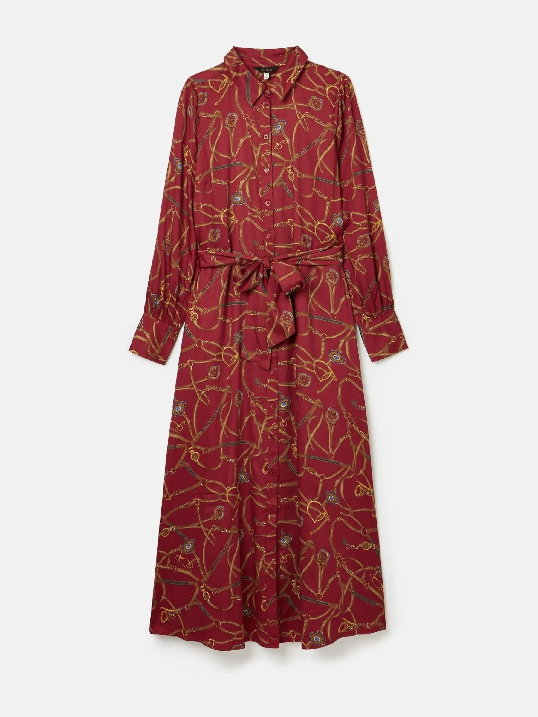 Penelope Red Bridle Print Satin Shirt Dress<Joules New