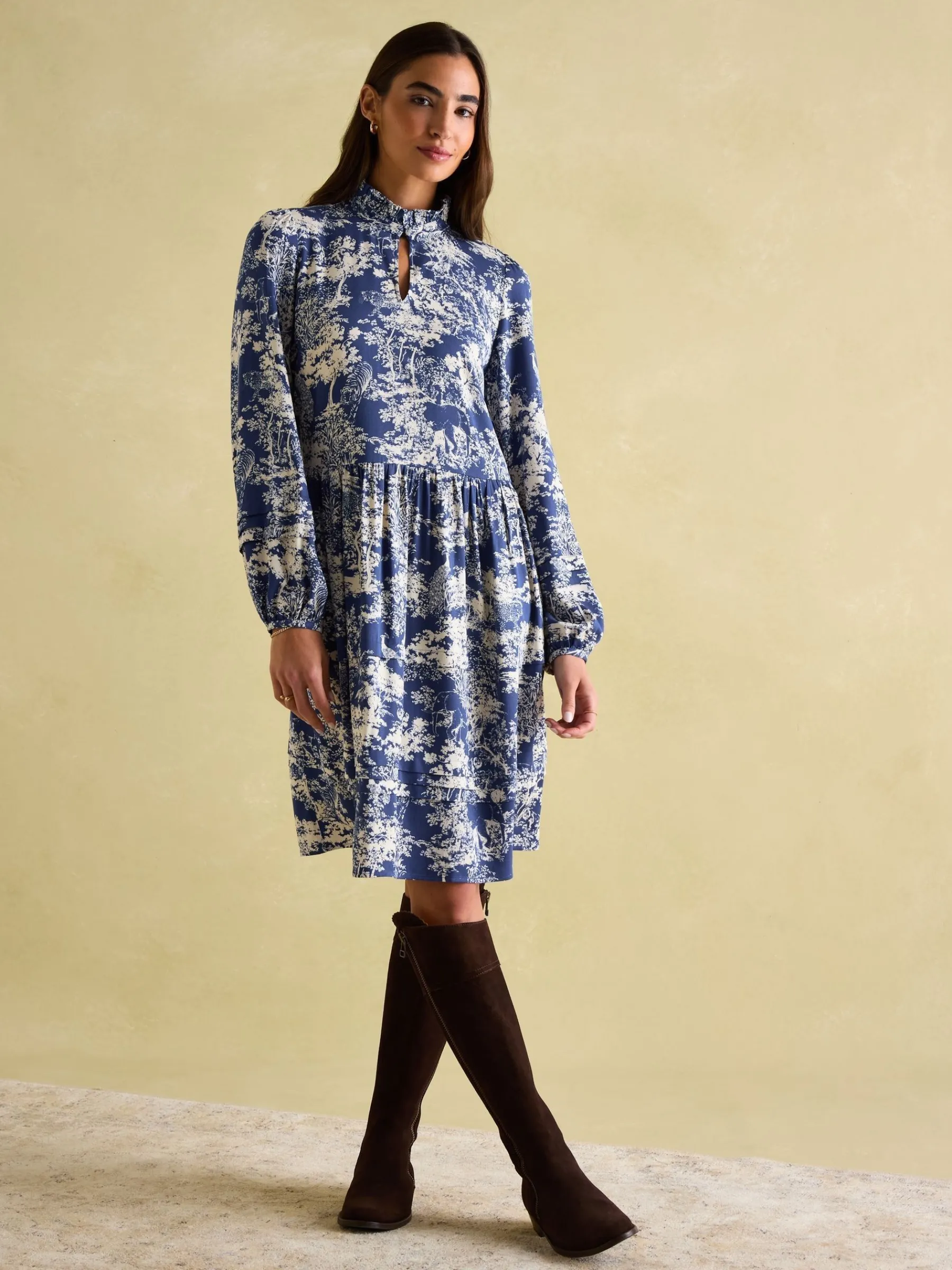 Petunia Frill Neck Dress<Joules Best