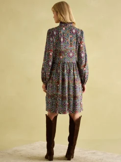 Petunia Khaki Green Frill Neck Dress<Joules New