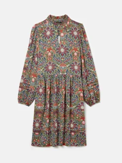 Petunia Khaki Green Frill Neck Dress<Joules New