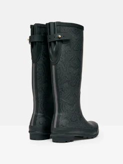 Printed Black Paisley Adjustable Tall Wellies<Joules Clearance
