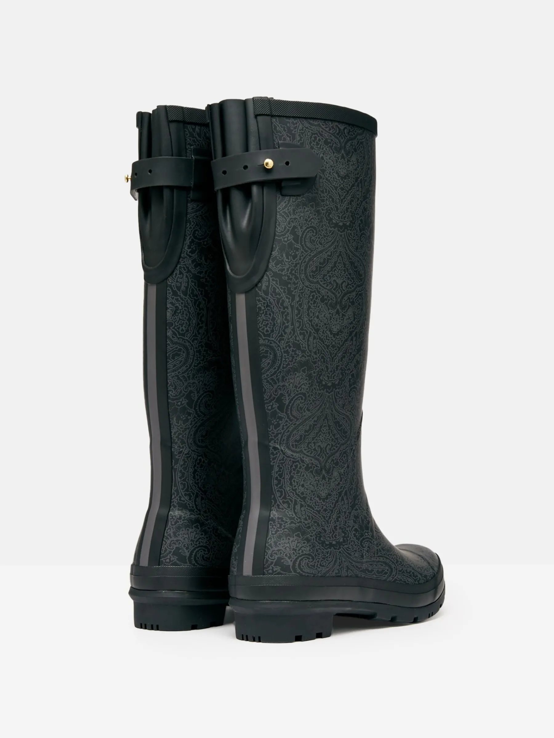 Printed Black Paisley Adjustable Tall Wellies<Joules Clearance