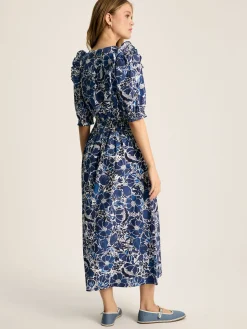 Rosalie Blue & White V-Neck Frill Dress<Joules Online
