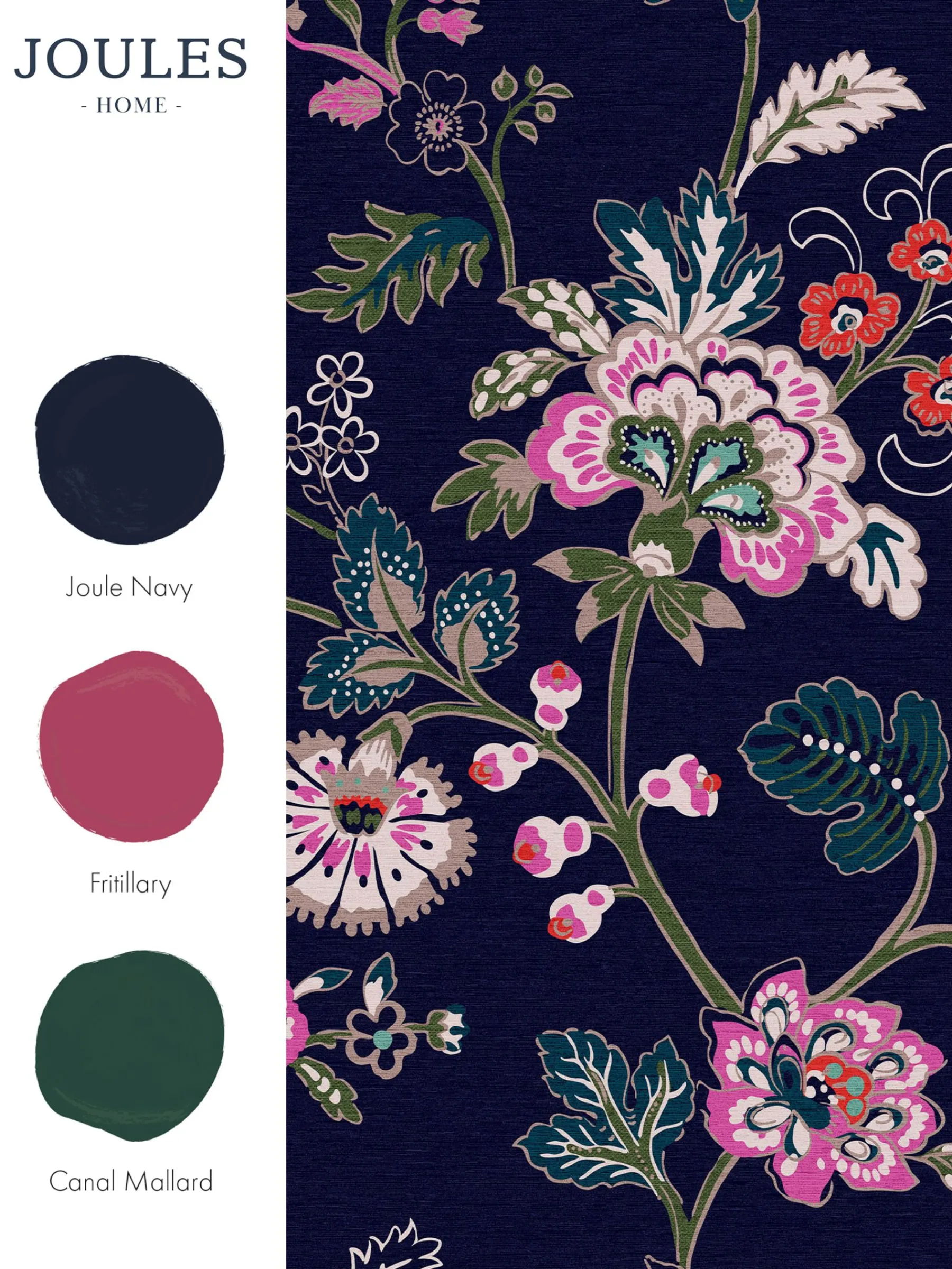 Royal Navy Vine Cottage Floral 10M Wallpaper<Joules