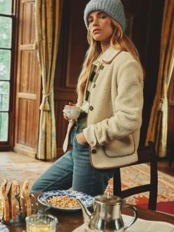 Sadie Button Down Fleece Jacket<Joules Clearance