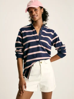Sammie Navy Blue Striped Heavyweight Cotton Rugby Shirt<Joules Best