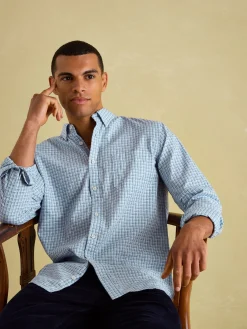 Abbott Blue Checked Cotton Poplin Shirt<Joules Hot