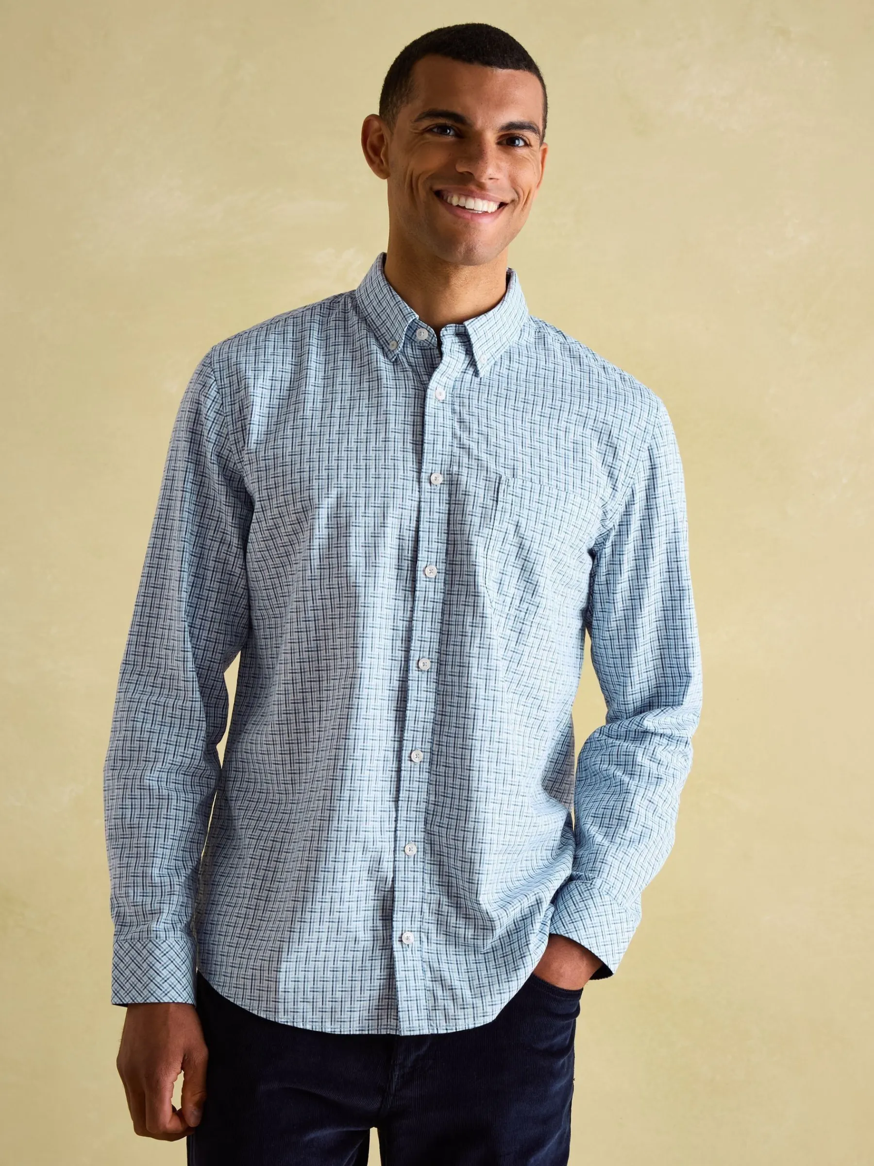 Abbott Blue Checked Cotton Poplin Shirt<Joules Hot