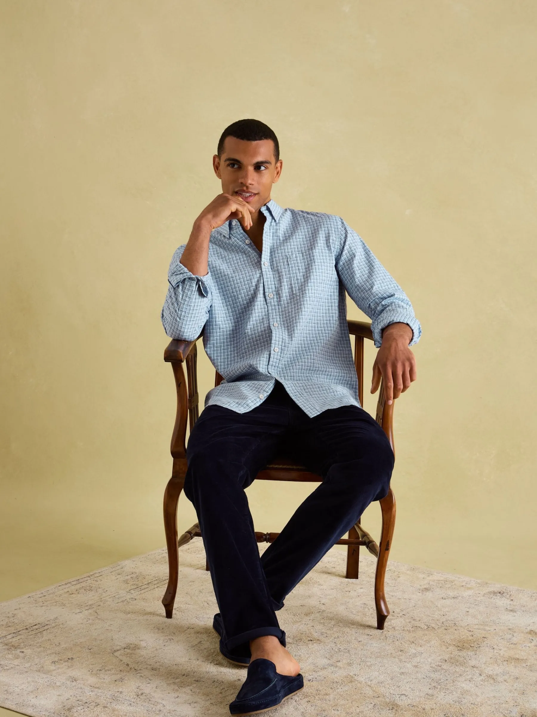 Abbott Blue Checked Cotton Poplin Shirt<Joules Hot