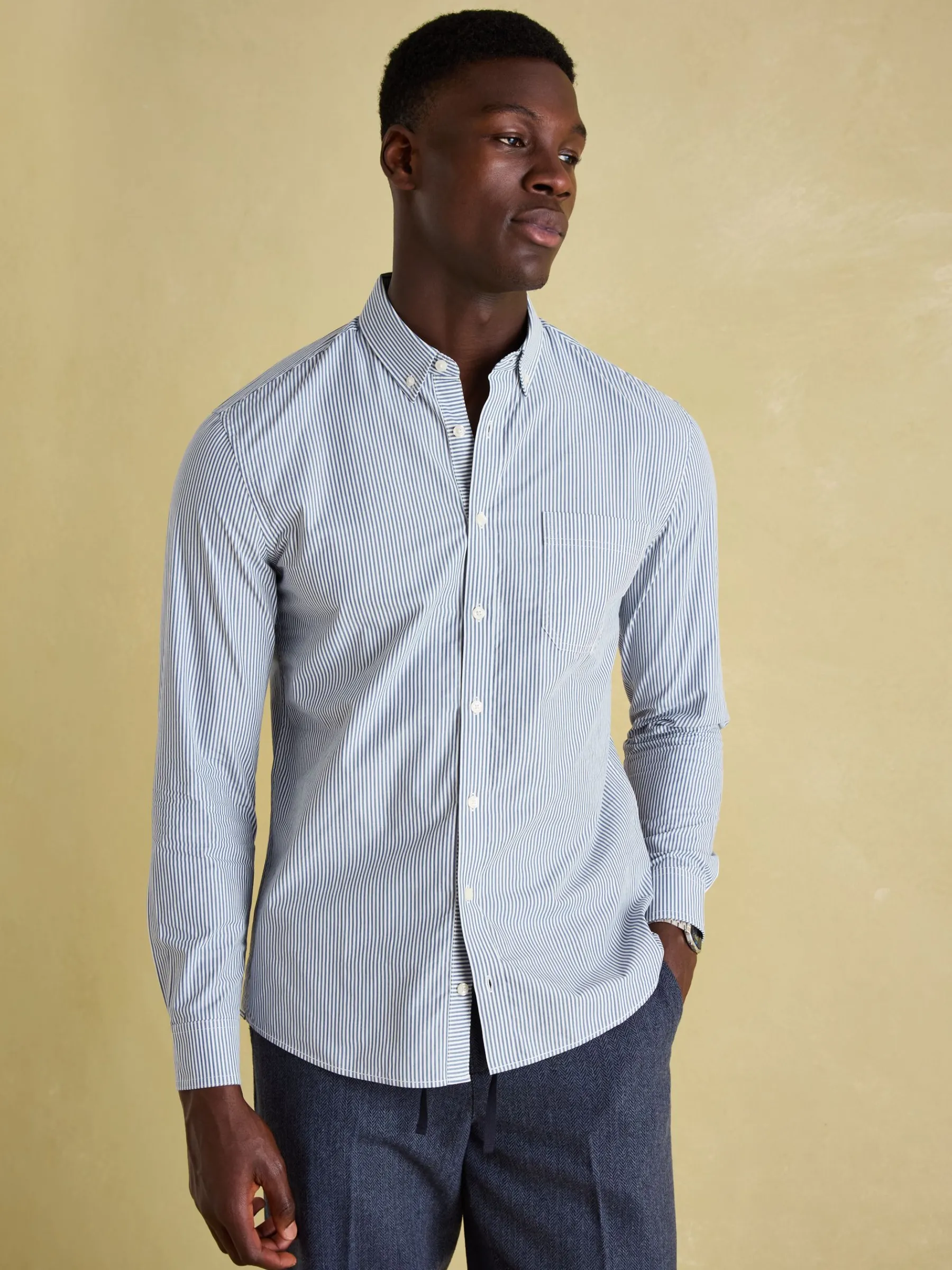 Abbott Blue Pinstriped Cotton Poplin Shirt<Joules Sale