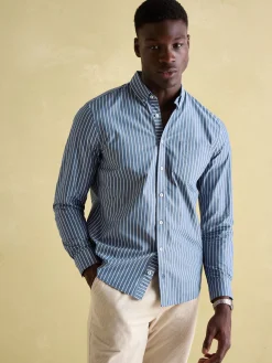 Abbott Blue Striped Cotton Poplin Shirt<Joules New